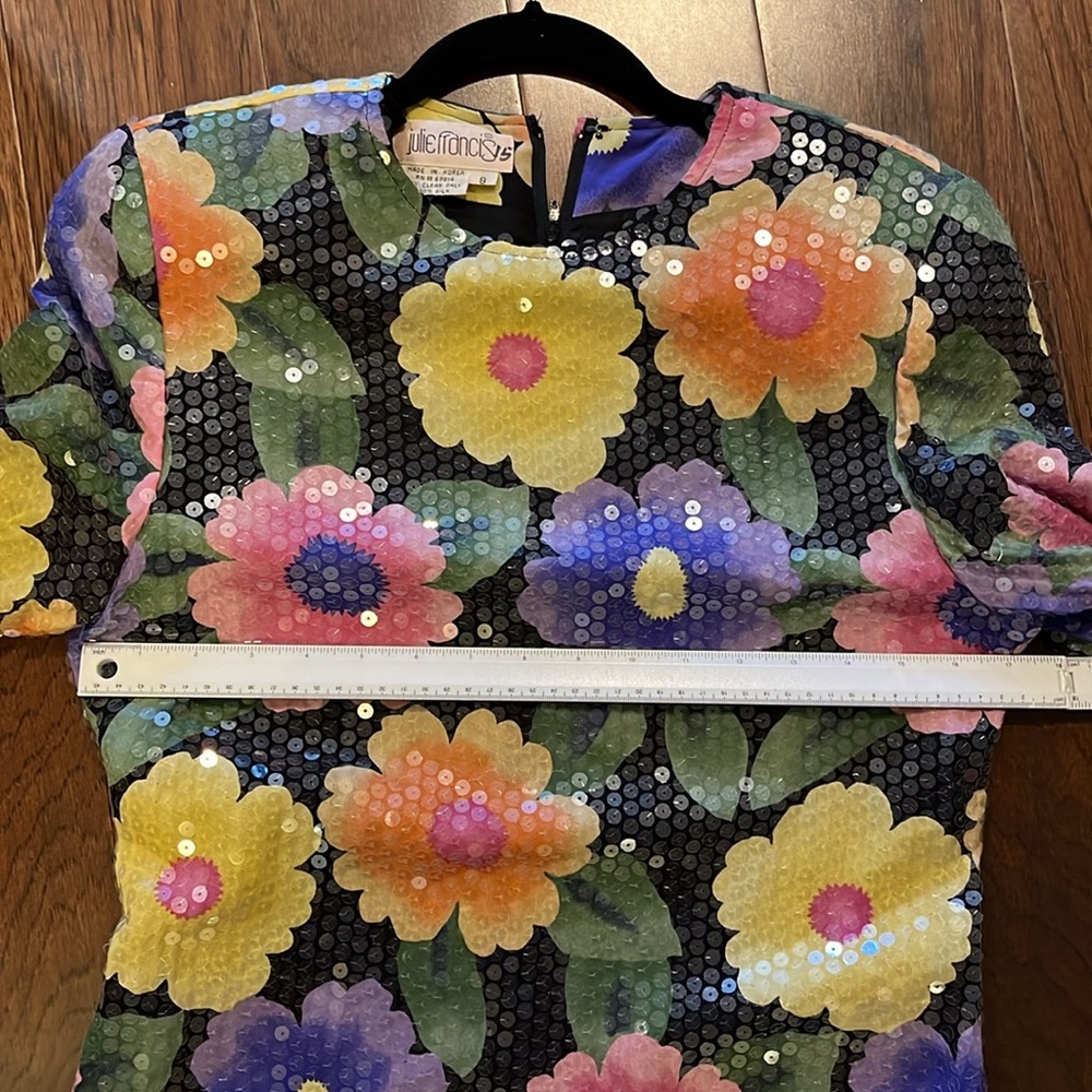 Silk Multi Colored Sequence Dress - image 7